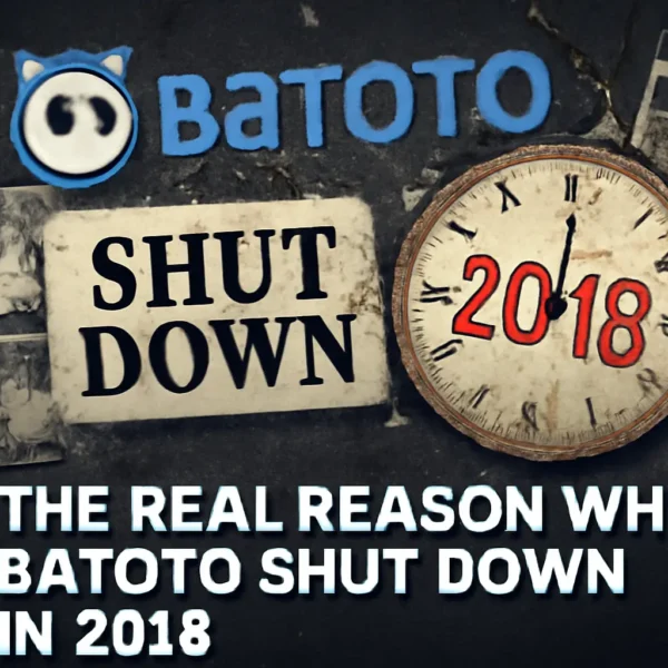 Feature image for the article 'The Real Reason Why Batoto Shut Down in 2018', showing the Batoto logo, a cracked clock with the year 2018, a torn newspaper with 'SHUT DOWN', and manga-related visuals, all against a distressed, dark background.